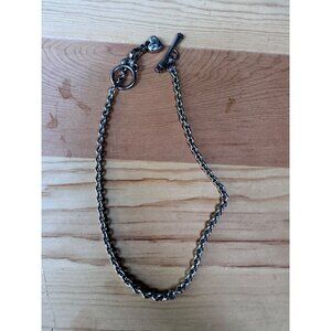 Juicy Couture Logo Heart  Silver Tone Chain Link Toggle Necklace 16”